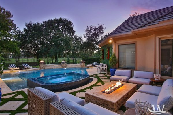 backyard designs with pool and landscaping